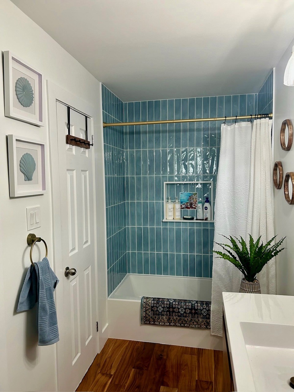 Blue bathroom renovation